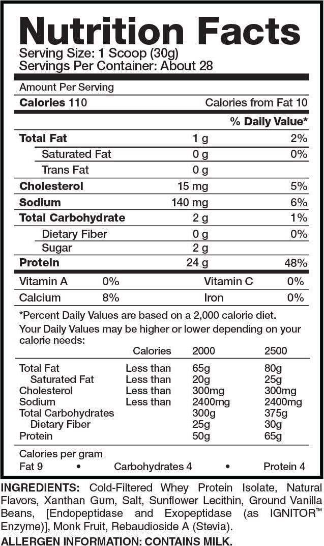 EVOGEN Naturals ISOJECT , Premium Whey Isolate w/Digestive Enzymes, 28 Servings (2lbs, Vanilla)