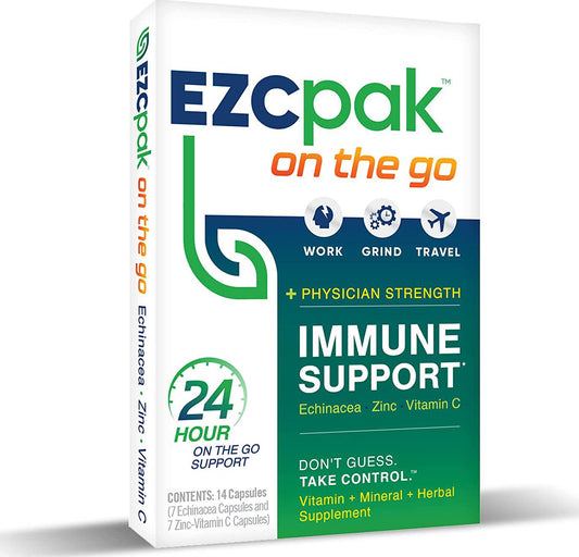 EZC Active Pak Immune System Booster (Single Pack) - Echinacea, Zinc, and Vitamin C, Gluten-Free Vegetarian On-The-Go Immune Support Pack