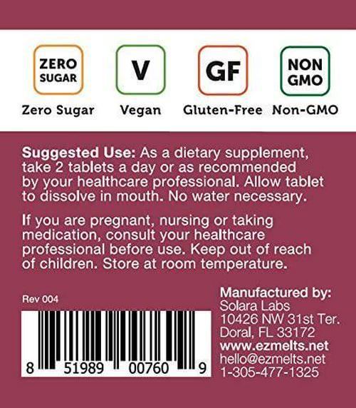 EZ Melts Resveratrol as Trans-Resveratrol, 150 mg, Sublingual Vitamins, Vegan, Zero Sugar, Natural Grape Flavor, 60 Fast Dissolve Tablets