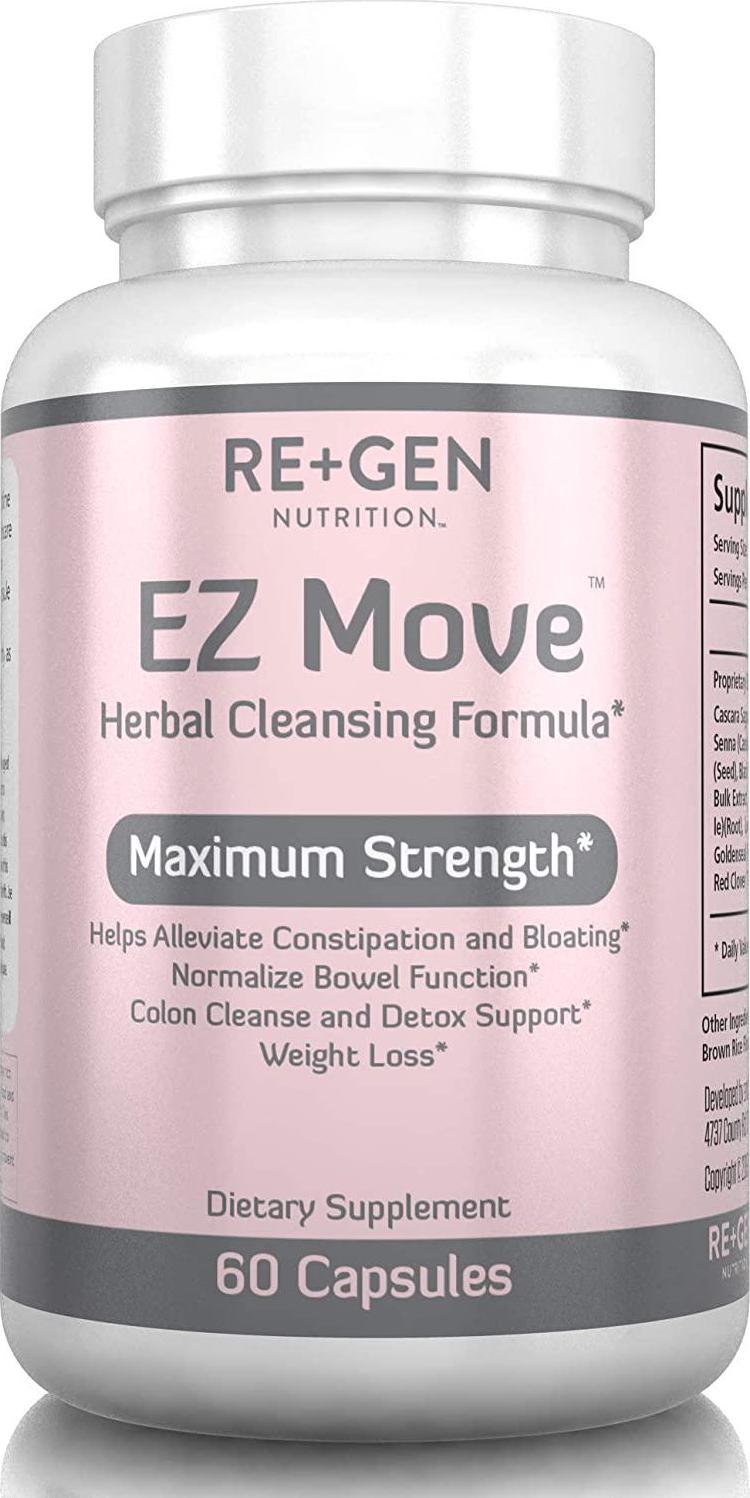 EZ Move Constipation Relief, Cleanse for Weight Loss Support, Detox and Colon Cleanse, Cascara Sagrada, Senna Leaf, All Natural 60 Capsules