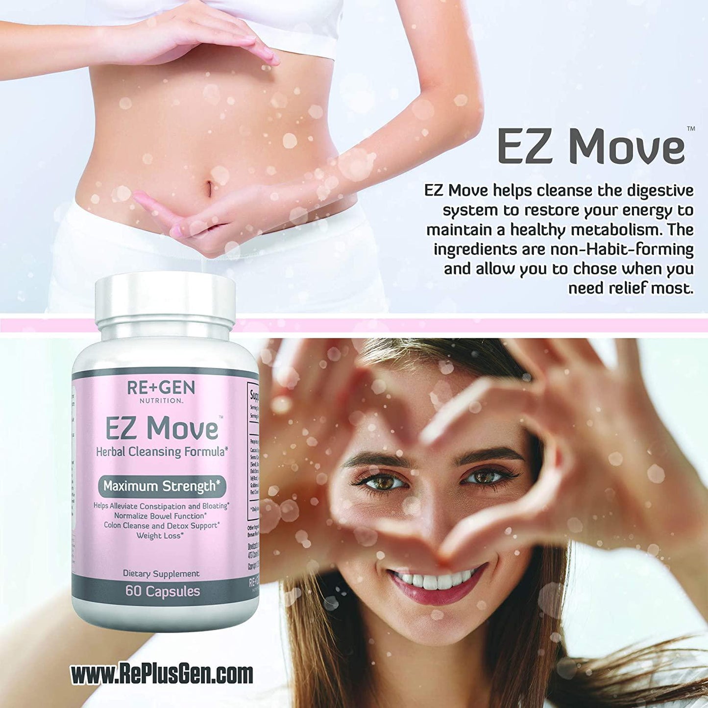 EZ Move Constipation Relief, Cleanse for Weight Loss Support, Detox and Colon Cleanse, Cascara Sagrada, Senna Leaf, All Natural 60 Capsules