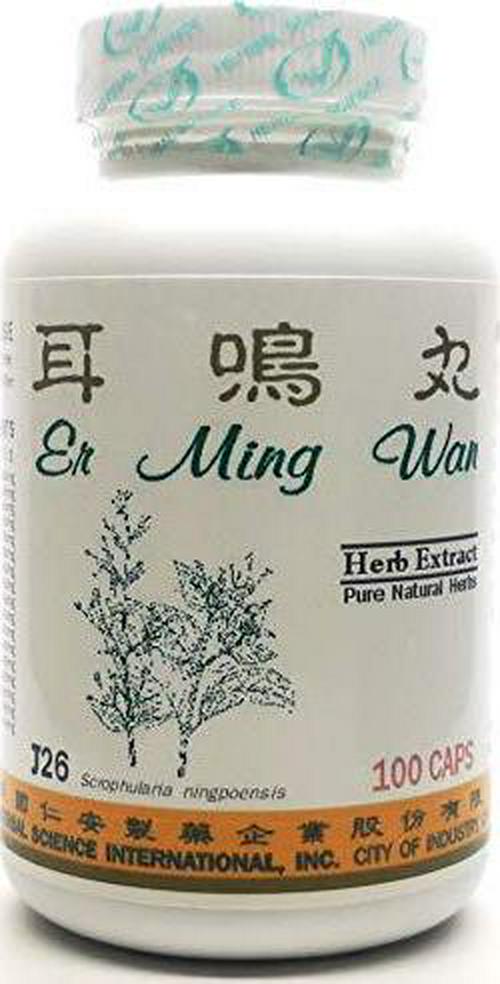 Ear Ringing Formula Dietary Supplement 500mg 100 Capsules (Er Ming Wan) J26 100% Natural Herbs