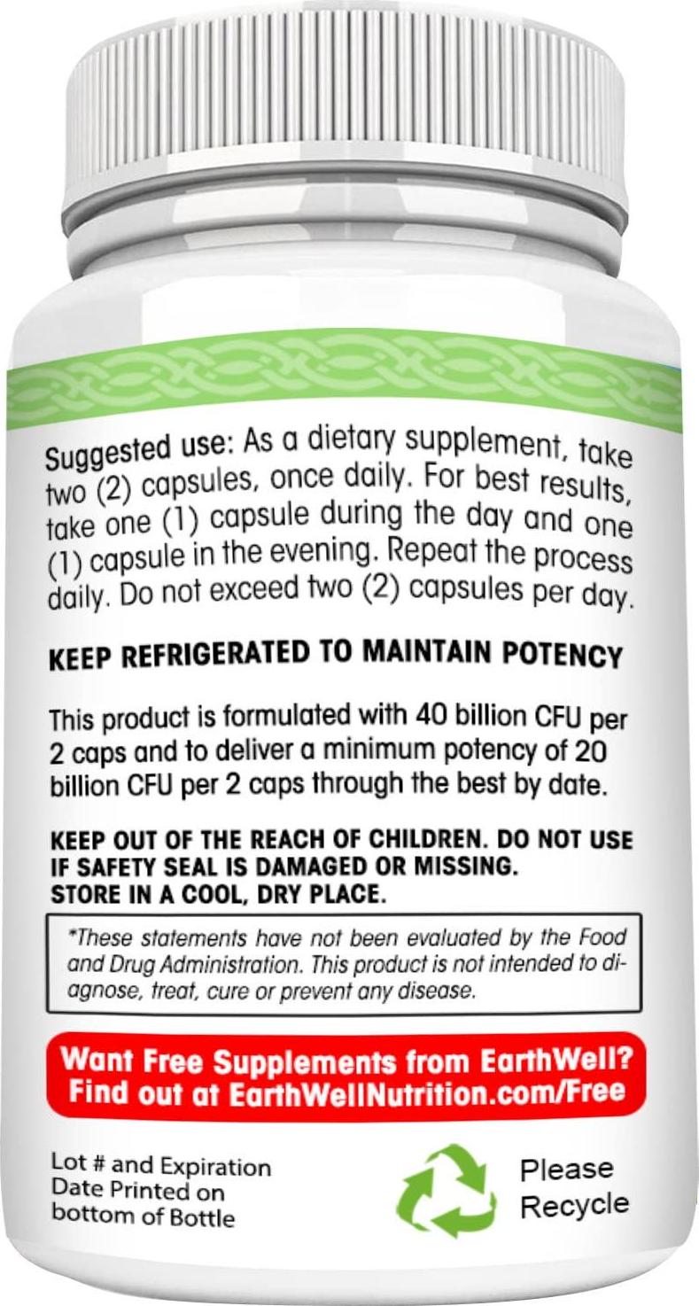 EarthWell 40 billion Probiotic Supplement for Women, Men and Children (60 Capsules)