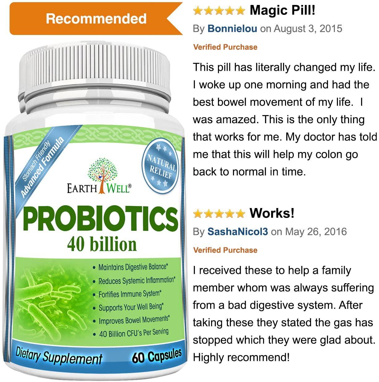 EarthWell 40 billion Probiotic Supplement for Women, Men and Children (60 Capsules)