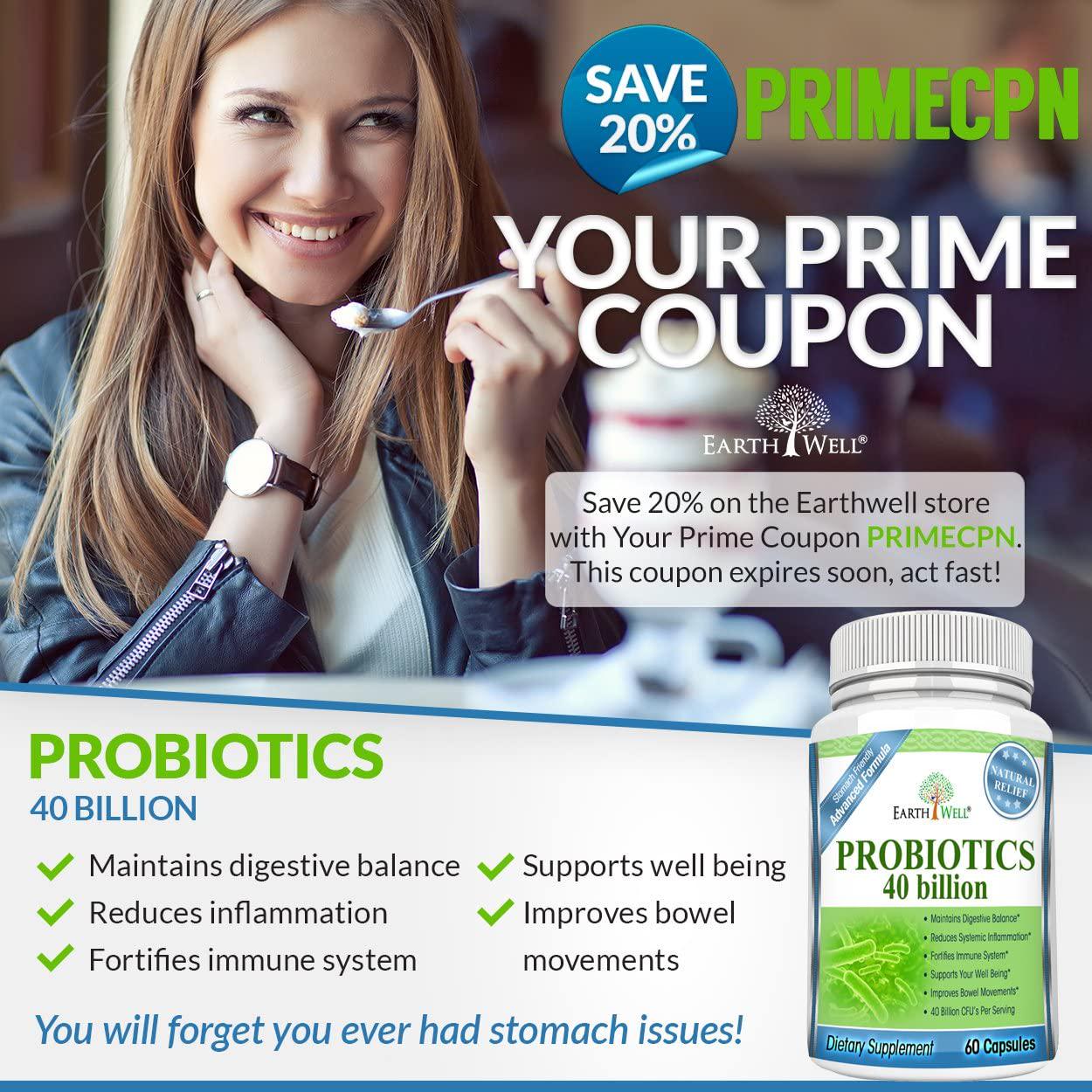 EarthWell 40 billion Probiotic Supplement for Women, Men and Children (60 Capsules)