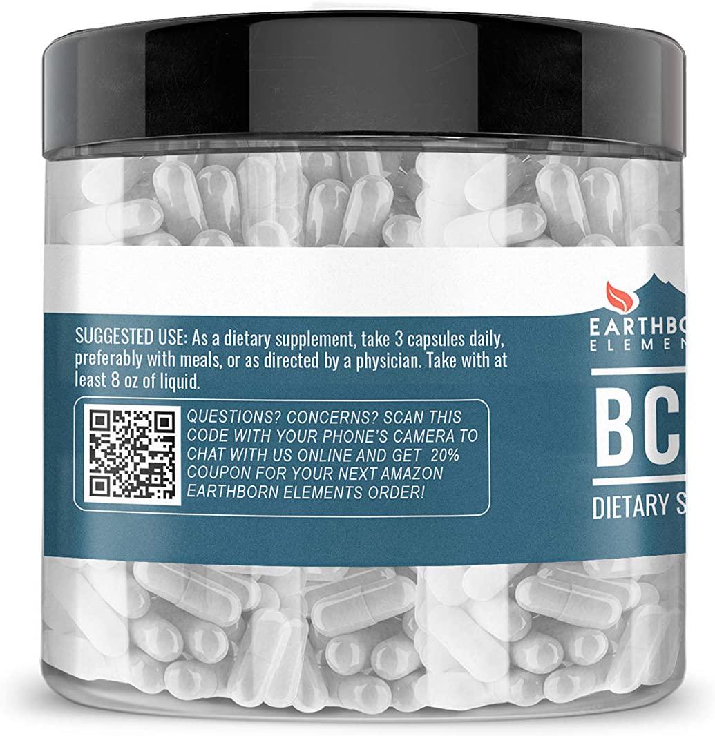 Earthborn Elements BCAA, 200 Capsules, Pure and Undiluted, No Additives