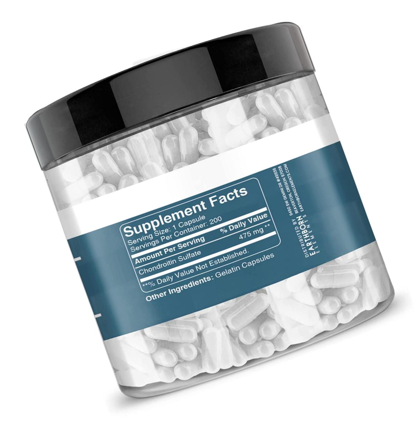 Earthborn Elements Chondroitin Sulfate (200 Capsules) Cartilage Building Block, Pure and Undiluted