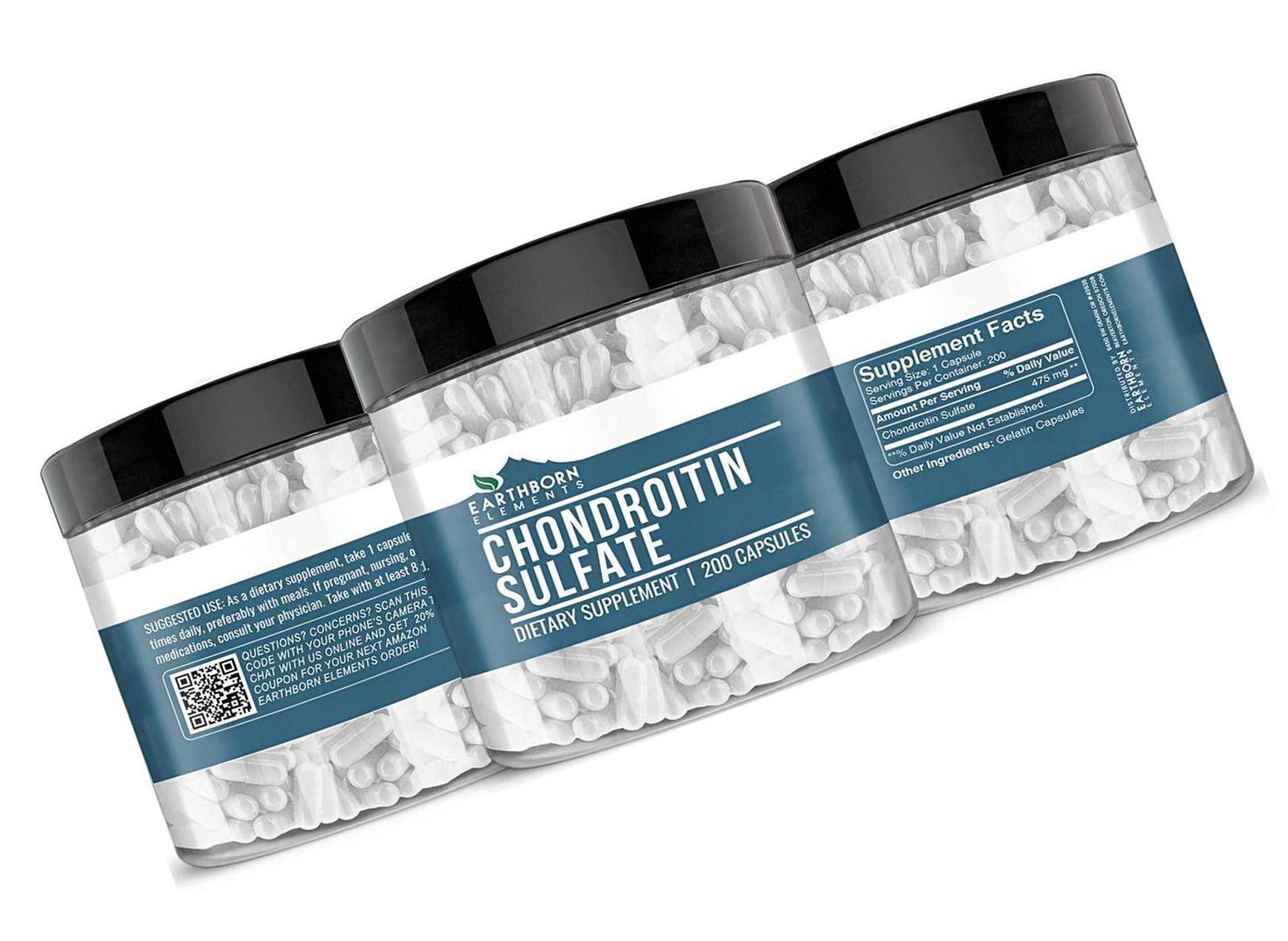 Earthborn Elements Chondroitin Sulfate (200 Capsules) Cartilage Building Block, Pure and Undiluted