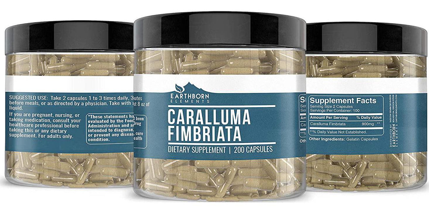 Earthborn Elements Caralluma Fimbriata 200 Capsules, Pure and Undiluted, No Additives