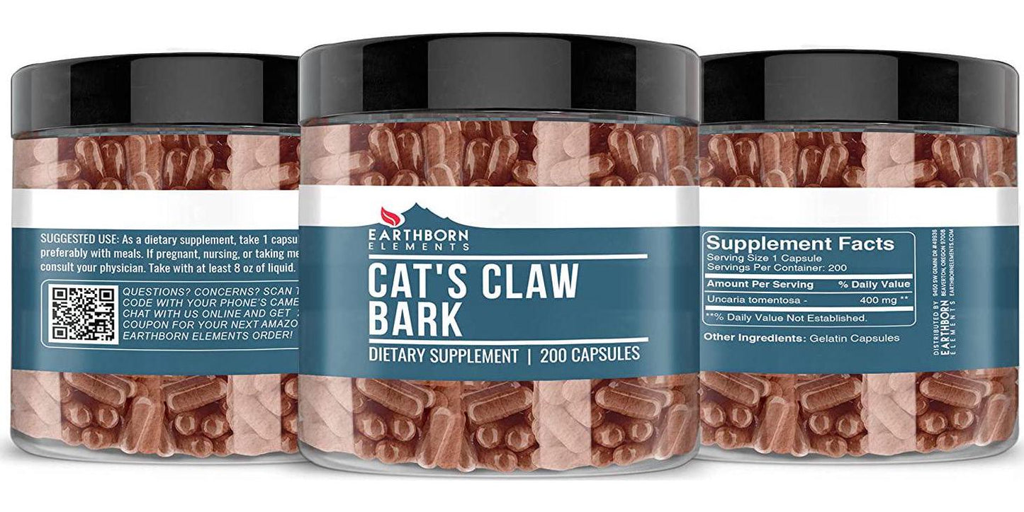 Earthborn Elements Cat's Claw Bark (200 Capsules) Traditional South American Herb