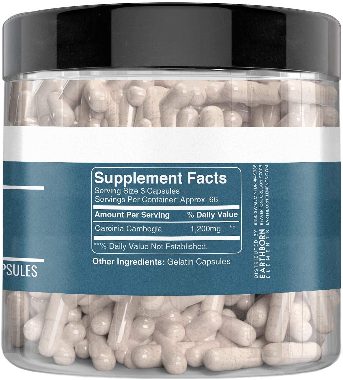 Earthborn Elements Garcinia Cambogia 200 Capsules, Pure and Undiluted, No Additives