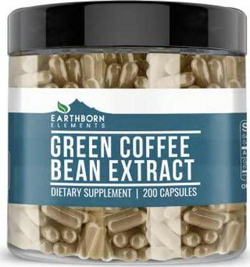 Earthborn Elements Green Coffee Bean Extract 200 Capsules, Pure and Undiluted, No Additives