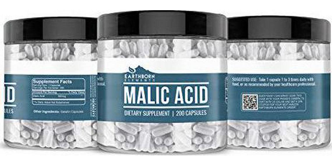 Earthborn Elements Malic Acid, 200 Capsules, Pure and Undiluted, No Additives