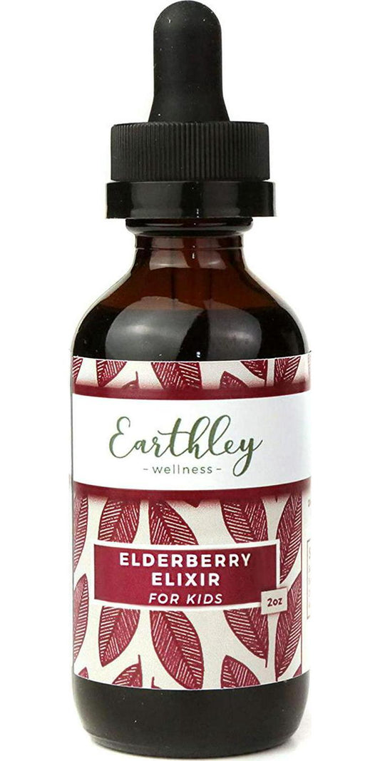 Earthley Elderberry Herbal Extract, Made with 100% Organic Ingredients, Concentrated Formula, Immune Supporting Herbs, Gluten-Free, Soy-Free, Corn-Free, No Added Sugars or Colors (2oz, Kids)
