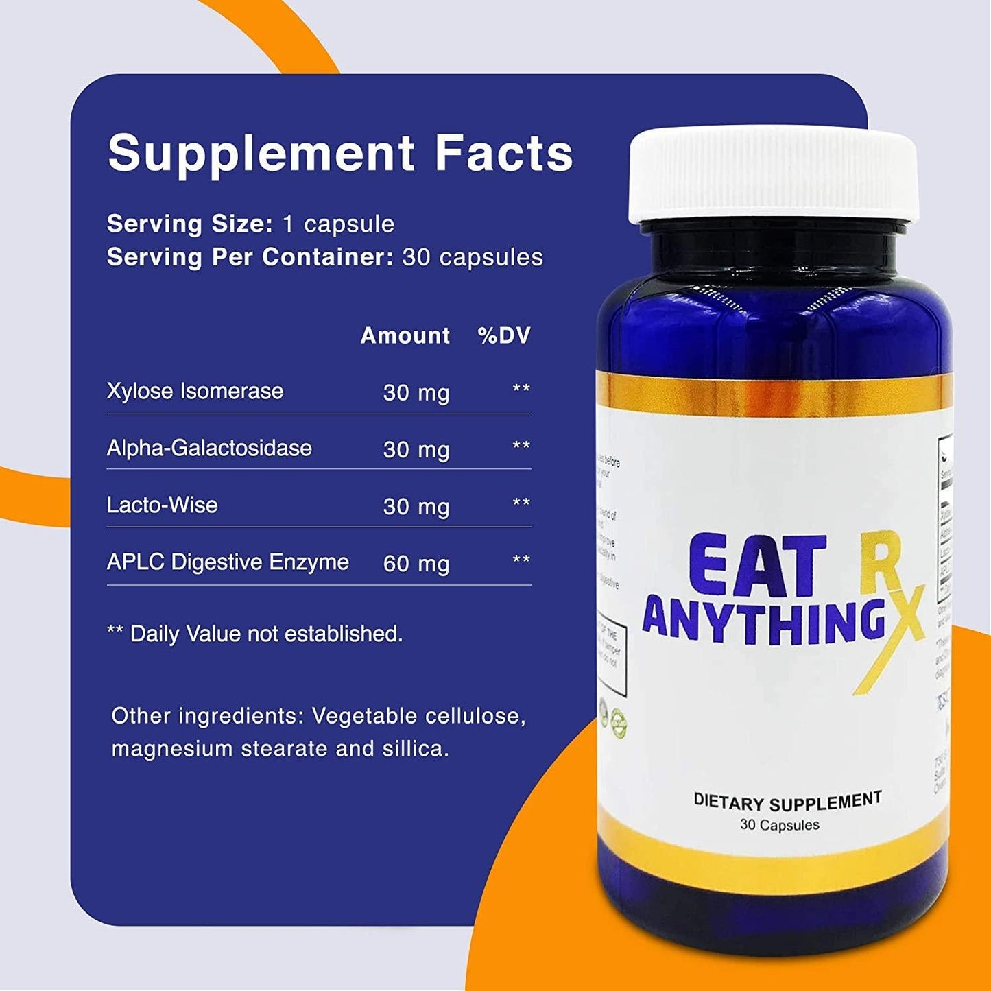 Eat Anything Rx Digestive Enzymes, Fructose Malabsorption Aid, More- Prebiotics, Probiotics and Xylose Isomerase -Digestion and Lactose Absorption -May Help Bloating, Gas Relief, IBS and Leaky Gut (60)