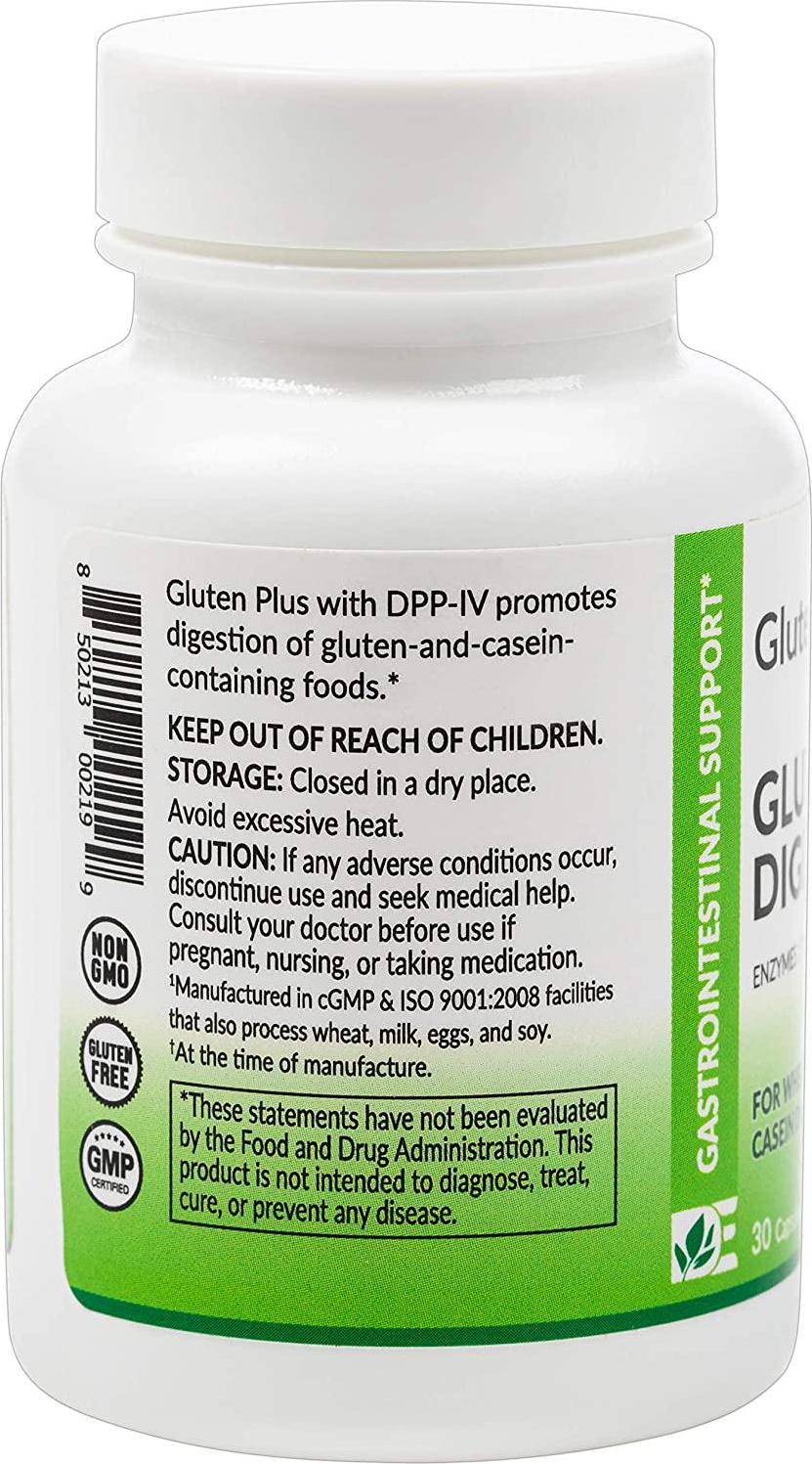 Eat E-Z Gluten+ (30 Vegan Capsules) - Gluten Digestion, Leaky Gut, DPP VI, Protease, Non-GMO, Plant Based