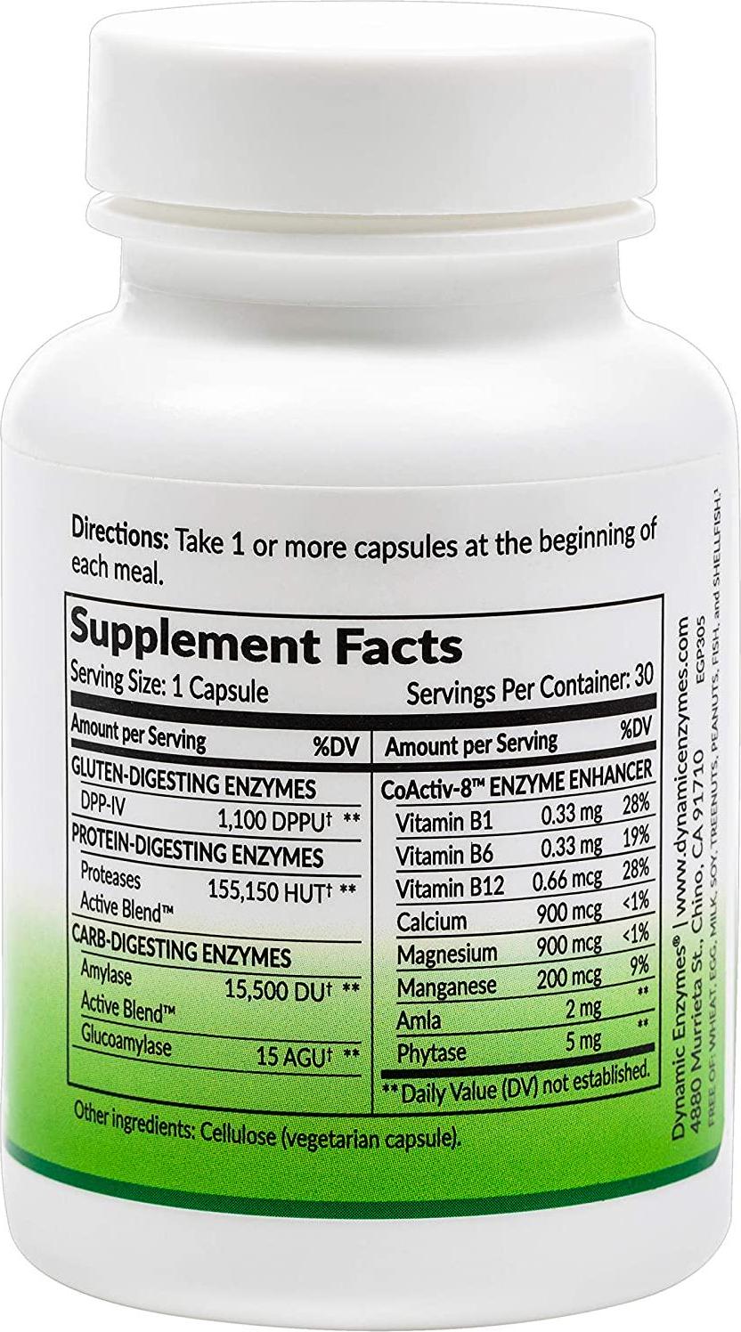 Eat E-Z Gluten+ (30 Vegan Capsules) - Gluten Digestion, Leaky Gut, DPP VI, Protease, Non-GMO, Plant Based