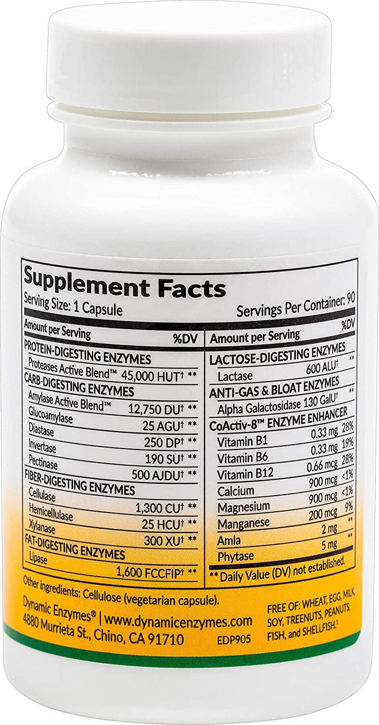 Eat E-Z Original (90 Vegan Capsules) Complete Digestive Enzyme Supplement; Anti-Bloating; Gut Health.