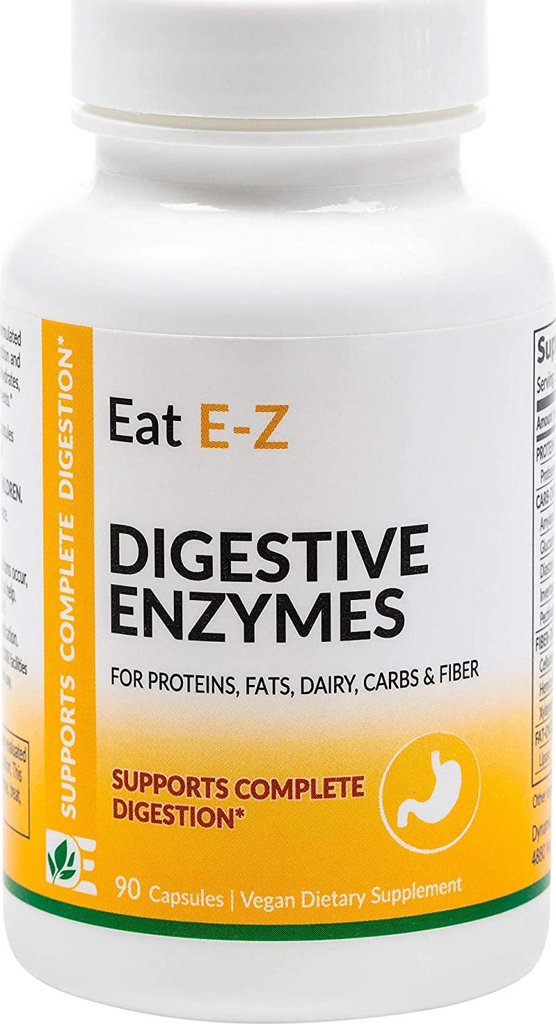 Eat E-Z Original (90 Vegan Capsules) Complete Digestive Enzyme Supplement; Anti-Bloating; Gut Health.