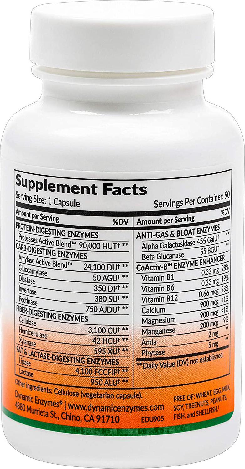 Eat E-Z Ultra (90 Vegan Capsules) Extra Strength Complete Digestive Enzyme Supplement; Anti-Bloating; Gut Health.