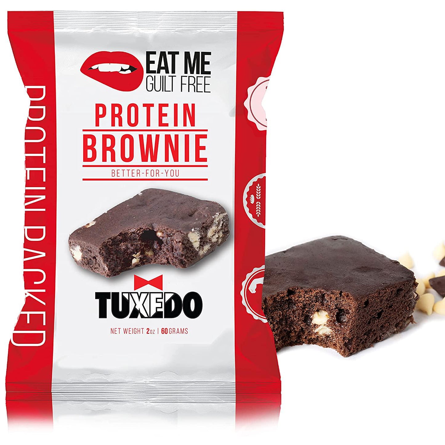 Eat Me Guilt Free Tuxedo Protein-Packed Brownie - 14G Protein, Low Carb, Keto-Friendly, Low Sugar, NON GMO, No preservatives, Low Calorie Snack or Dessert | 12 Count