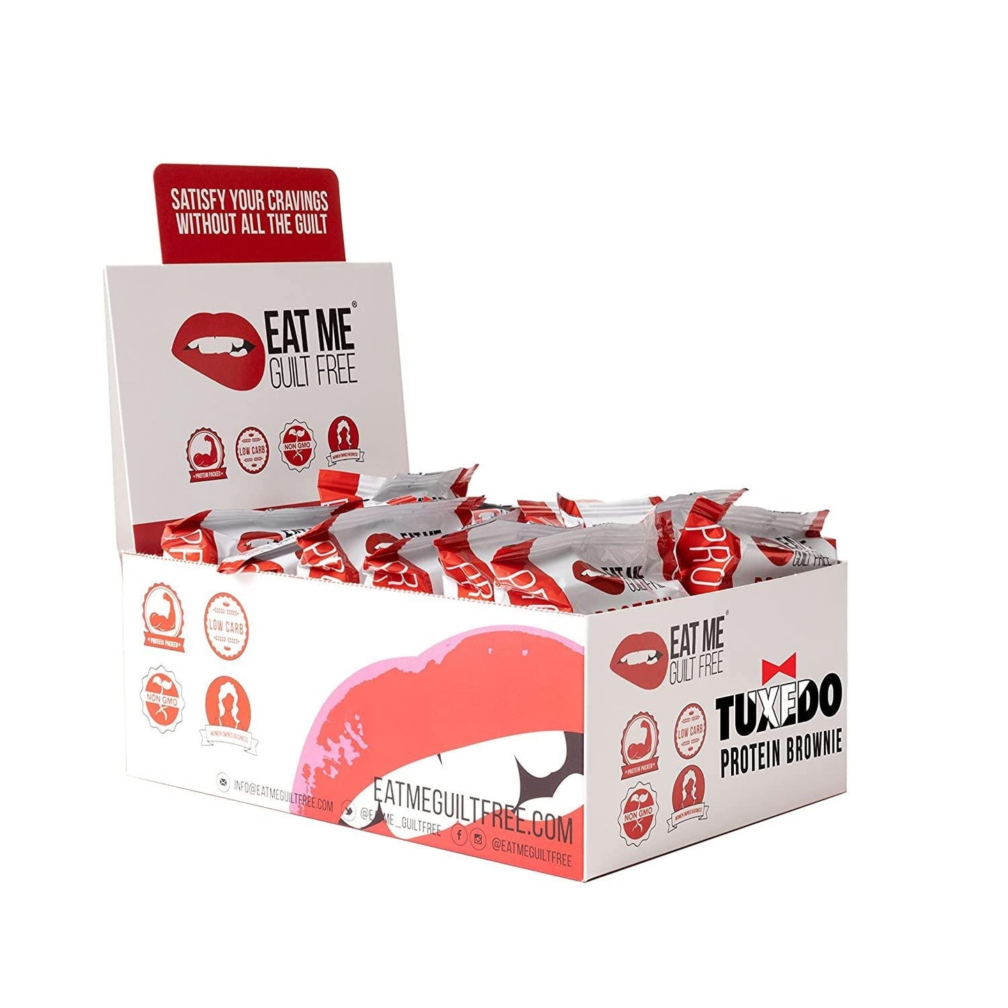 Eat Me Guilt Free Tuxedo Protein-Packed Brownie - 14G Protein, Low Carb, Keto-Friendly, Low Sugar, NON GMO, No preservatives, Low Calorie Snack or Dessert | 12 Count