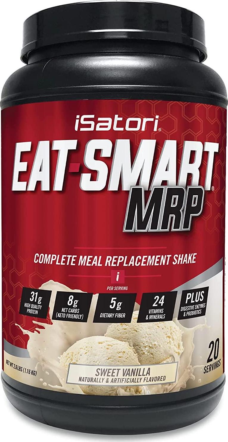 Eat Smart MRP-Complete Meal Replacement Shake, Keto Friendly High Protein Nutrition Drink Mix with Whey Protein Powder, Fiber, Probiotics, Greens Blend, Vitamins and Minerals- Vanilla (20 Servings)