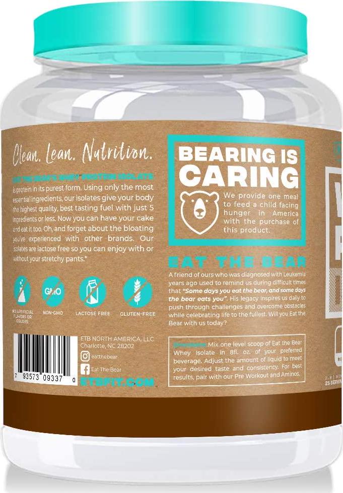 Eat the Bear Whey Protein Isolate Protein Powder 2 lbs (Chocolate)