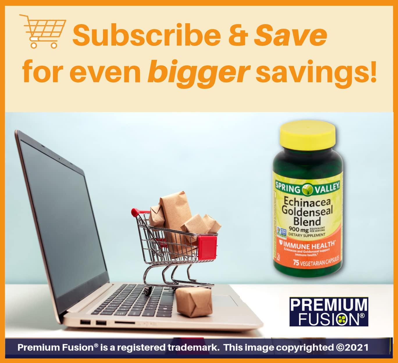 Echinacea Goldenseal Blend Capsules, 900 mg, 75 Ct + Vitamin Pouch and Guide to Supplements