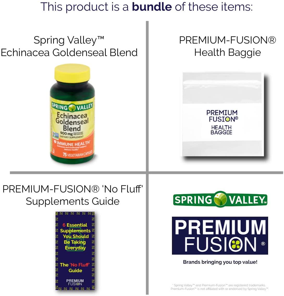 Echinacea Goldenseal Blend Capsules, 900 mg, 75 Ct + Vitamin Pouch and Guide to Supplements