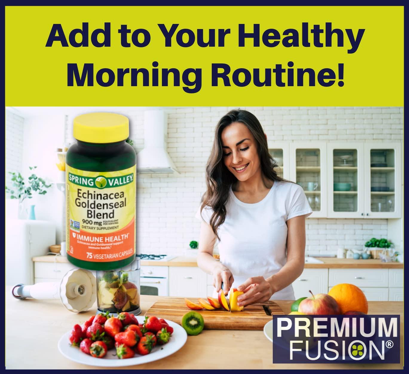 Echinacea Goldenseal Blend Capsules, 900 mg, 75 Ct + Vitamin Pouch and Guide to Supplements