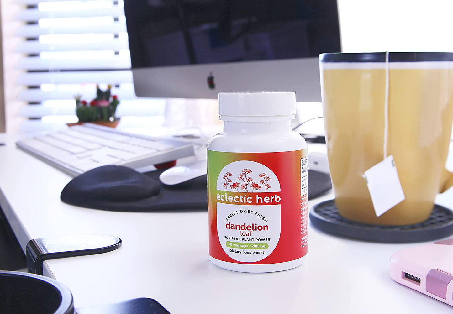 Eclectic Institute Raw Freeze-Dried Dandelion Leaf | Organic Supplement to Support Cleansing and Digestive Function | 90 CT (200 mg)