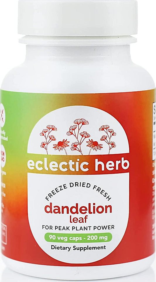 Eclectic Institute Raw Freeze-Dried Dandelion Leaf | Organic Supplement to Support Cleansing and Digestive Function | 90 CT (200 mg)