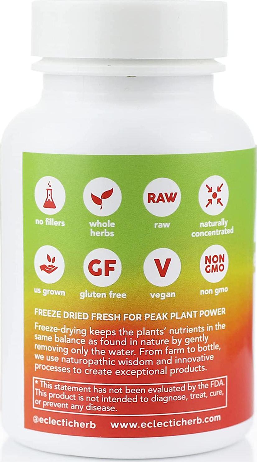 Eclectic Institute Raw Freeze-Dried Dandelion Leaf | Organic Supplement to Support Cleansing and Digestive Function | 90 CT (200 mg)