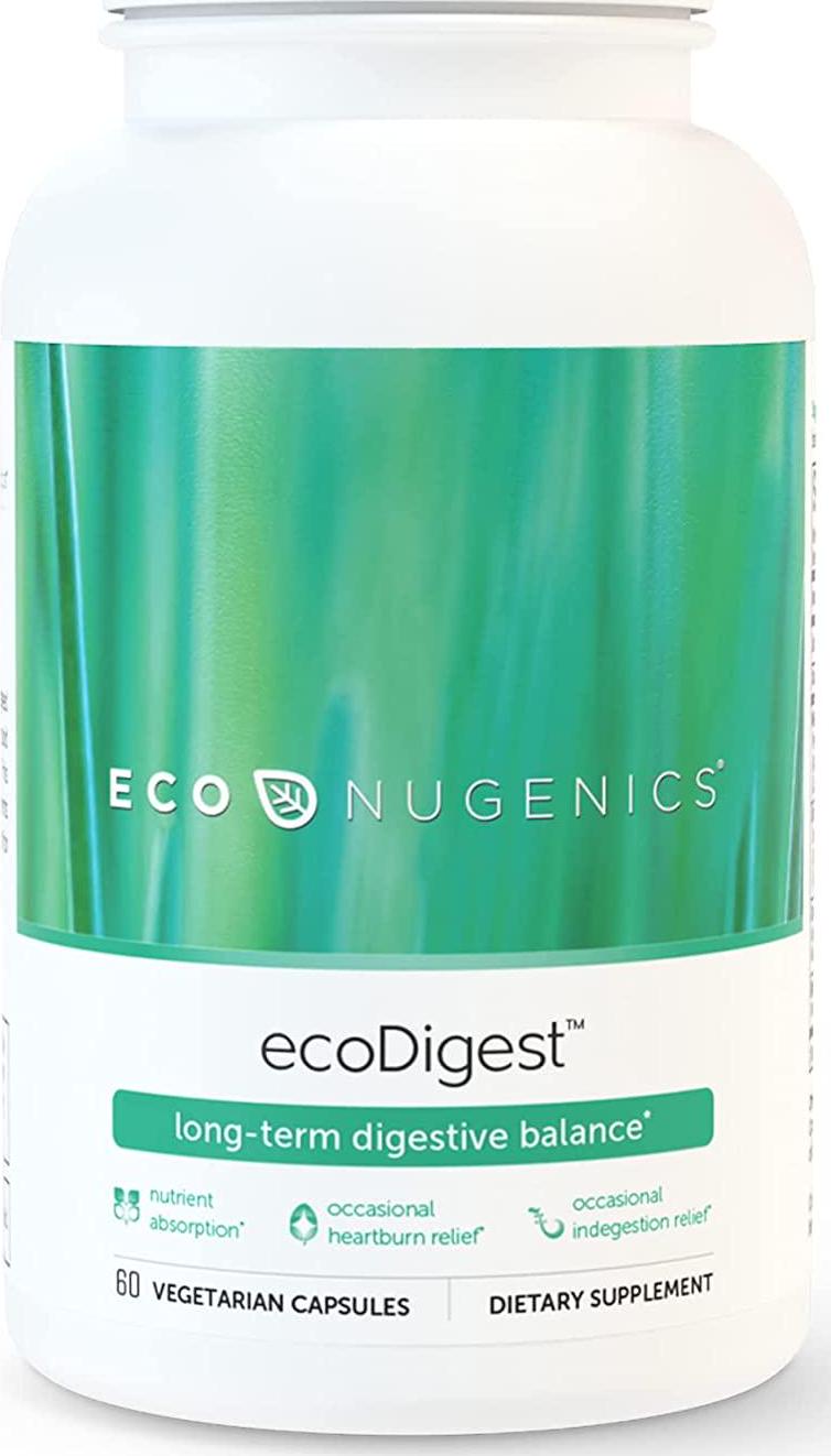 EcoNugenics - Integrative Digestive Formula - 60 Capsules - Digestive Support - Herbs, Medicinal Mushrooms and Enzymes - Relief from Heartburn, Indigestion, GERD Acid Reflux, Gas, Nausea and Bloating
