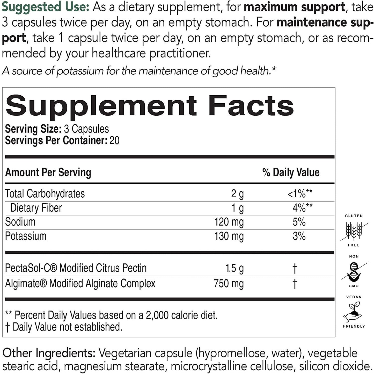 EcoNugenics PectaClear Healthy Detoxification Supplement with Modified Citrus Pectin and Alginate - Provides Safe and Natural Support Against Environmental Toxins and Pollutants (60 Capsules)