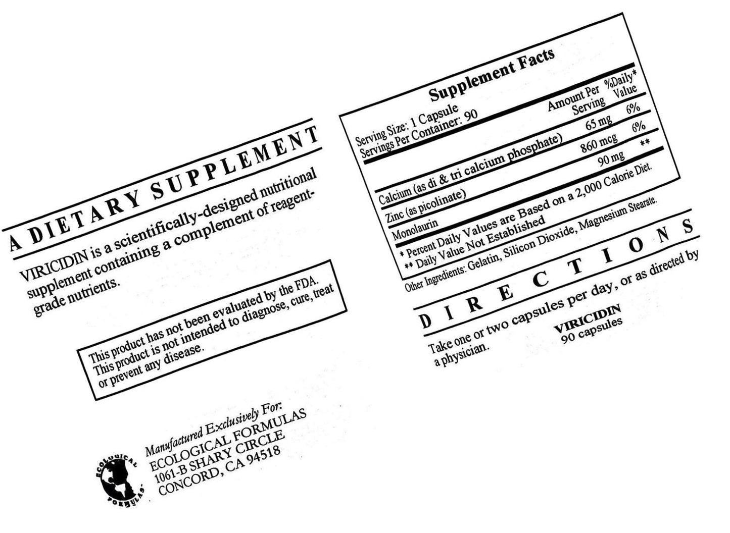 Ecological Formulas - Viricidin 90 caps
