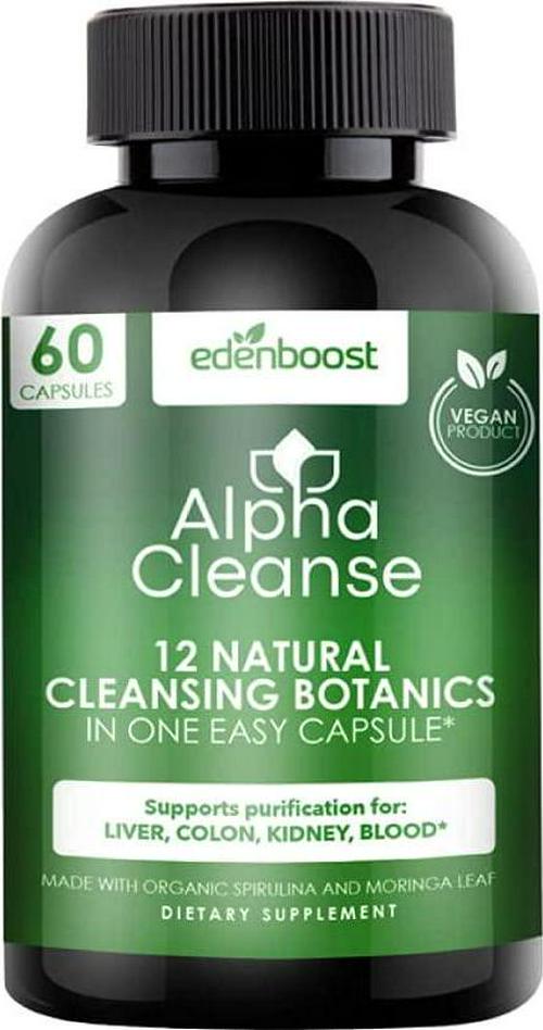 EdenBoost AlphaCleanse | Liver Health and Detox Blend Made with 12 Organic Superfoods. Milk Thistle, Dandelion Root, Burdock Root. Formulated for Detox Support, Liver, Digestive Health. (1 Bottle)