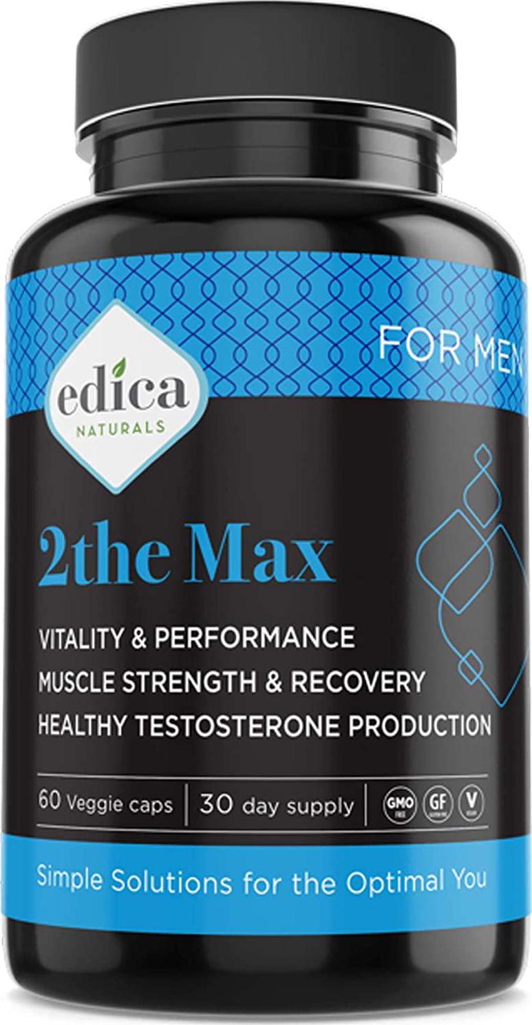 Edica Naturals 2the Max | Increase Muscle Strength | Boost Healthy Testosterone Production | Stress Resistance | GMO Free | Gluten Free | Vegan | 30 Days Supply