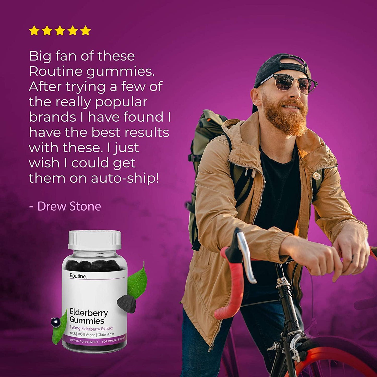 Elderberry Gummies, Elderberry Gummies with Zinc and Vitamin C, Gummies - Routine (1 Bottle)