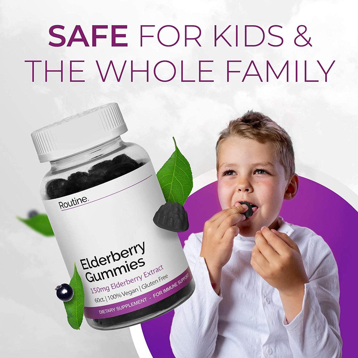 Elderberry Gummies, Elderberry Gummies with Zinc and Vitamin C, Gummies - Routine (1 Bottle)