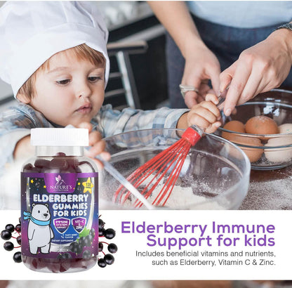 Elderberry Gummies for Kids Extra Strength Sambucus Nigra Gummy Vitamins - Tasty Natural Immune Support - Best Children's Herbal Supplements with Vitamin C and Zinc - 120 Gummies