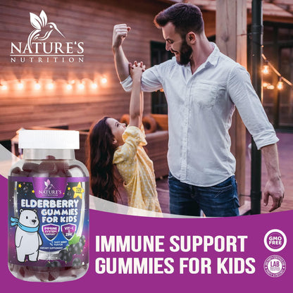 Elderberry Gummies for Kids Extra Strength Sambucus Nigra Gummy Vitamins - Tasty Natural Immune Support - Best Children's Herbal Supplements with Vitamin C and Zinc - 120 Gummies