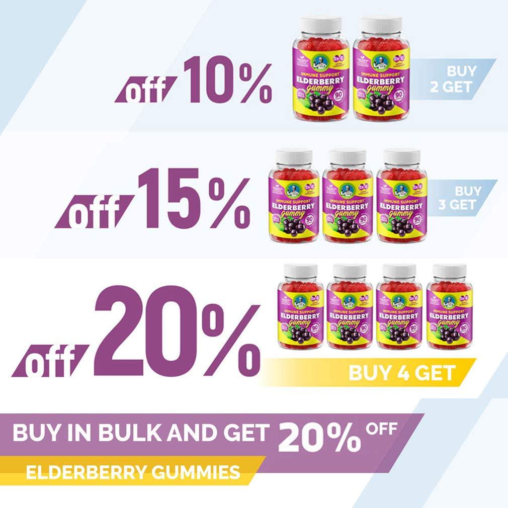 Elderberry Gummies for Kids and Adults (90 Count) - Natural Immune System Booster and Health Support with Black Sambucus Elderberries Extract - Vitamins C and Zinc Herbal Immunity Supplements