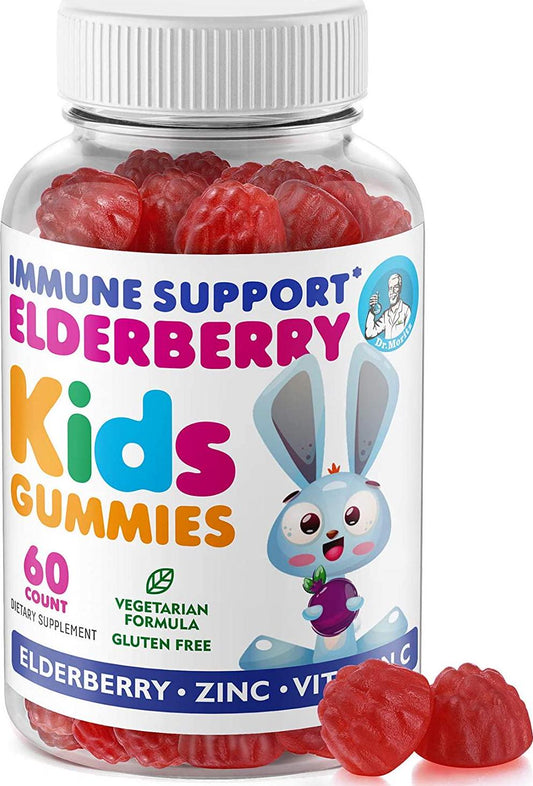 Elderberry Gummies for Kids and Toddlers - Natural Immune System Booster and Health Support with Black Sambucus Elderberries Extract - Vitamin and Zinc Herbal Immunity Boost Supplement for Children