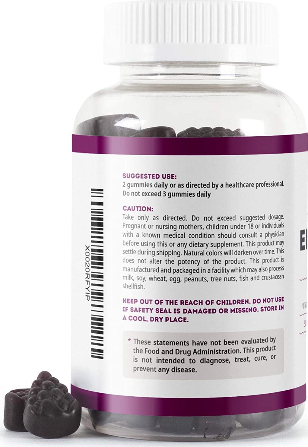 Elderberry Gummies for Adults and Kids (90 Gummies) - Kate Naturals. Perfect for Immune System Support and Metabolism. Has Vitamin C and Zinc. 1-Year Guarantee. Sambucus Nigra. Tasty Vitamin Alternative