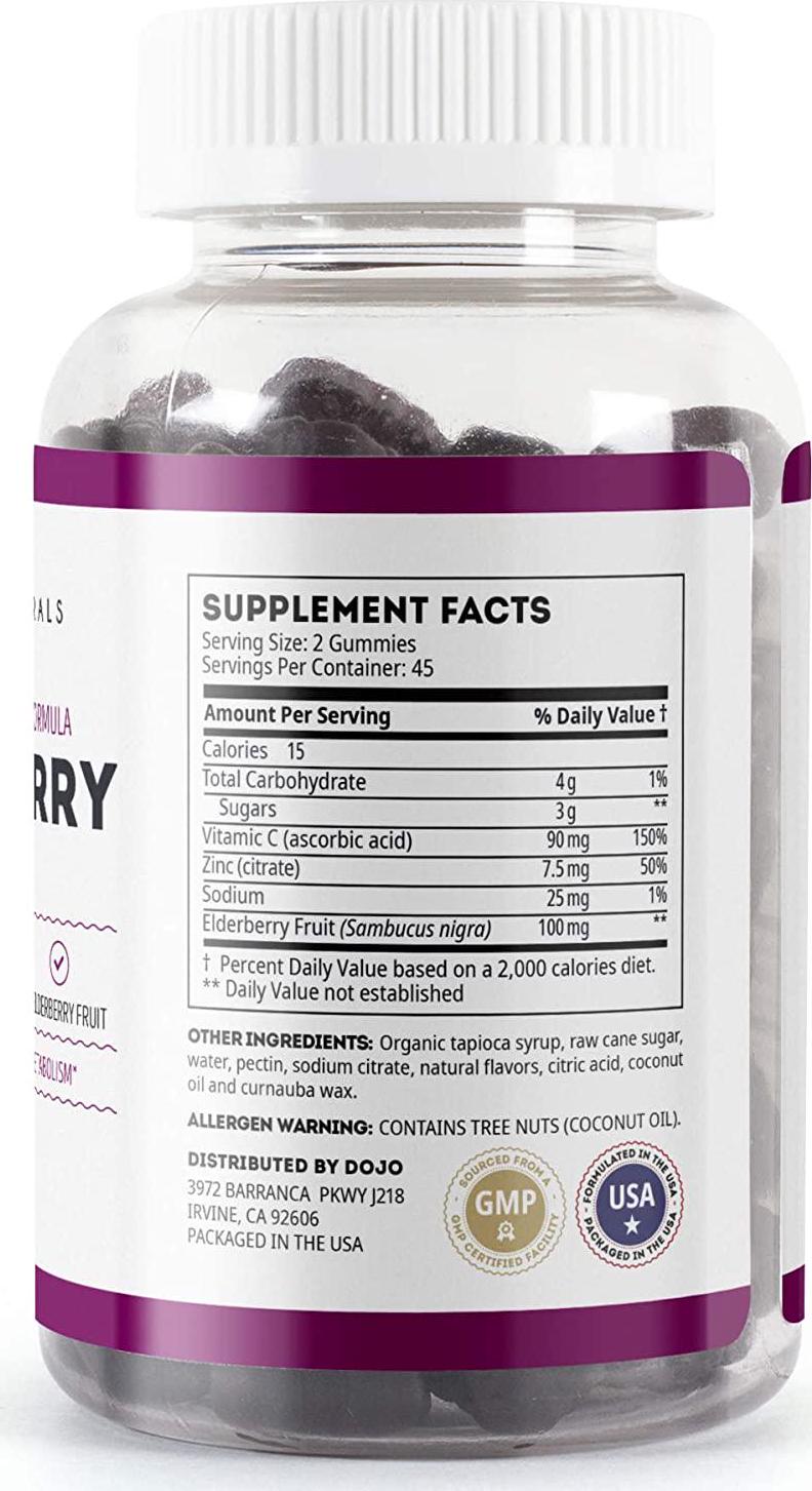 Elderberry Gummies for Adults and Kids (90 Gummies) - Kate Naturals. Perfect for Immune System Support and Metabolism. Has Vitamin C and Zinc. 1-Year Guarantee. Sambucus Nigra. Tasty Vitamin Alternative