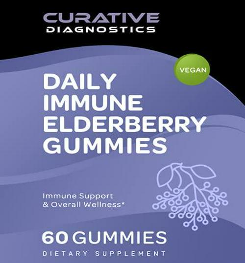 Elderberry Gummies with Vitamin C and Zinc, 60 Gummies by Curative Diagnostics