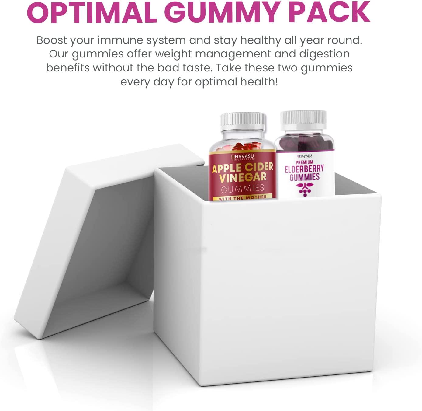 Elderberry Gummies with Zinc and Vitamin C with Apple Cider Vinegar Herbal Supplement Bundle for Potent Antioxidant Support Immune Defense and Detox Cleanse