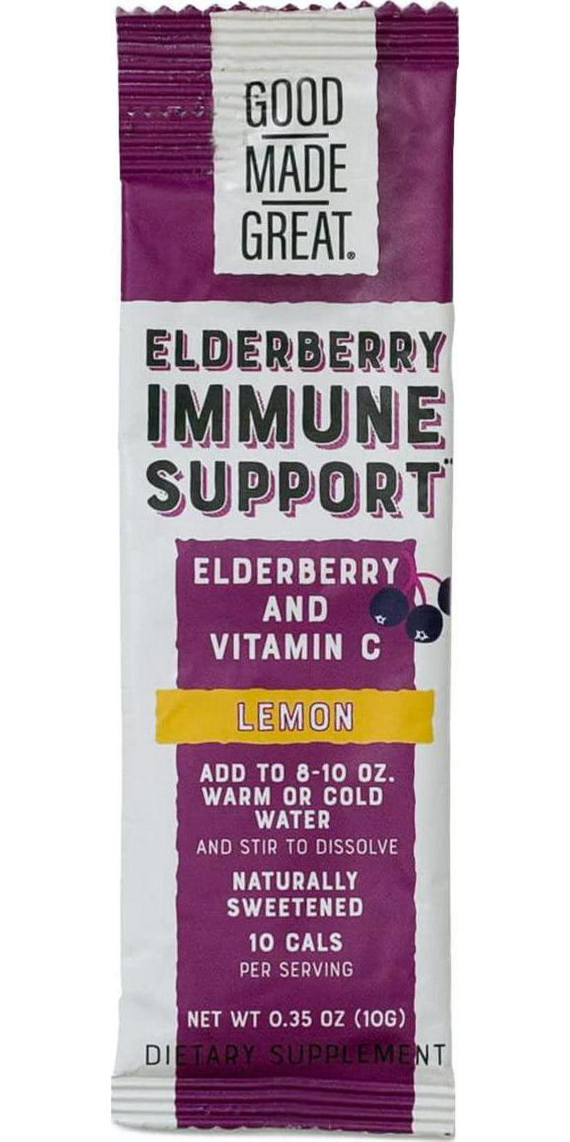 Elderberry Immune Support Drink Mix Variety Pack - Lemon, Strawberry and Warm Spice - with Vitamin C- No Added Sugar